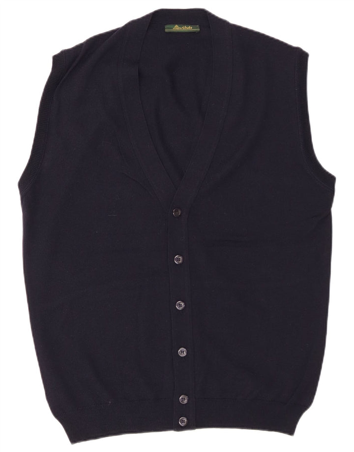 Męski sweter kardigan bez rękawów MAGLIA CLUB IT 48 Średni granatowy wełniany