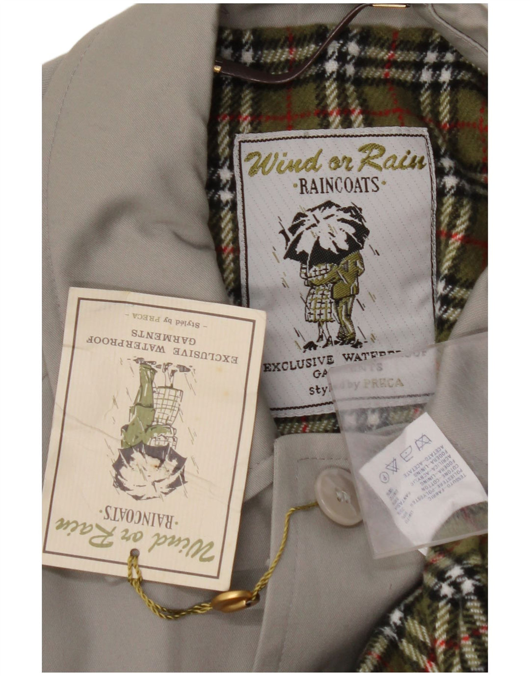 VINTAGE Mens Loose Fit Trench Coat IT 44 XS Beige Polyester