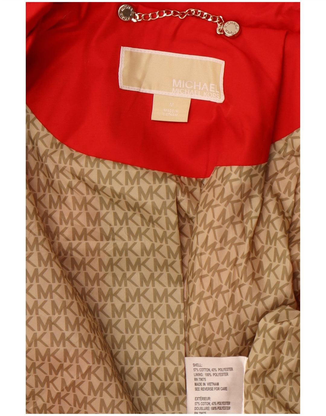 MICHAEL KORS Damski trencz UK 12, średni czerwony, bawełniany