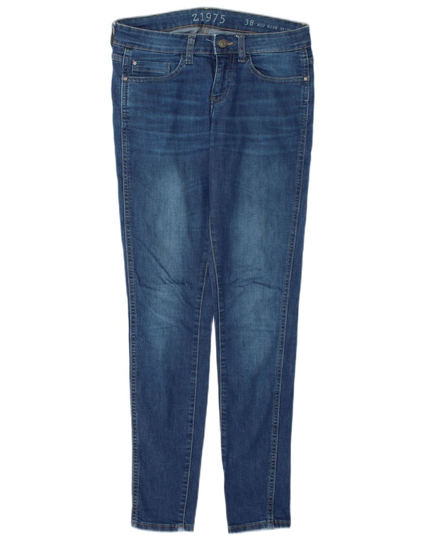 Damskie jeansy skinny ze średnim stanem Zara EU 38 Small W28 L30 Niebieska bawełna