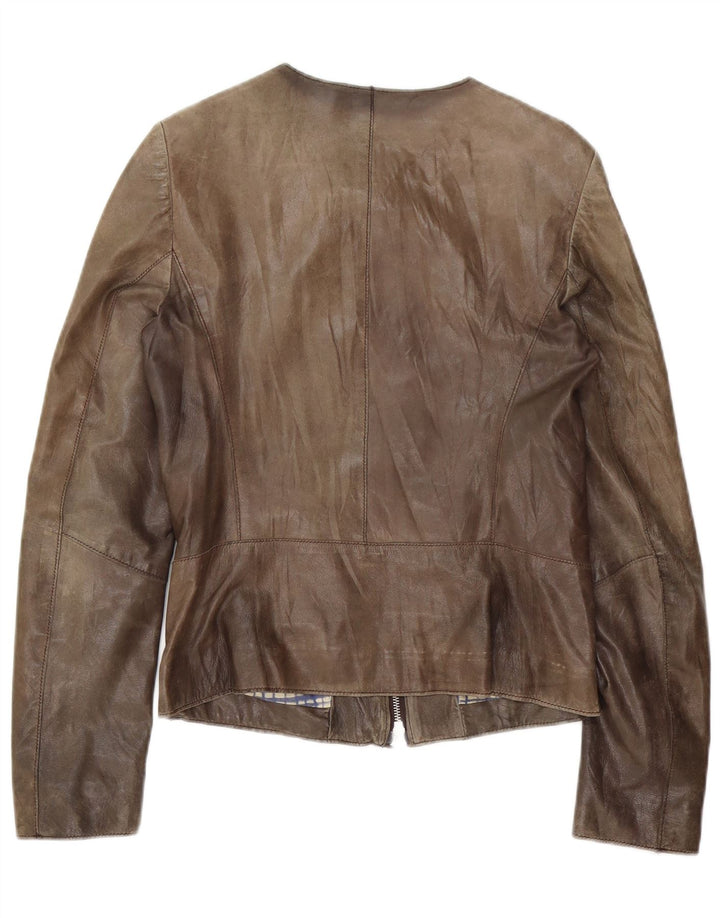 Vintage damska kurtka skórzana UK 10, mała brązowa
