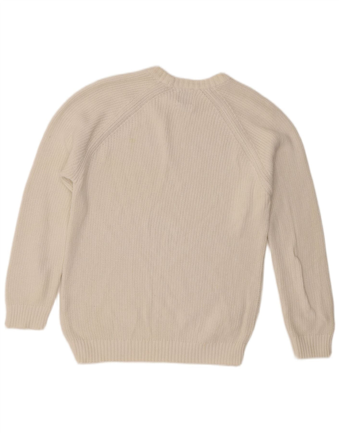 Męski sweter z okrągłym dekoltem Zara, mały, biały, bawełniany