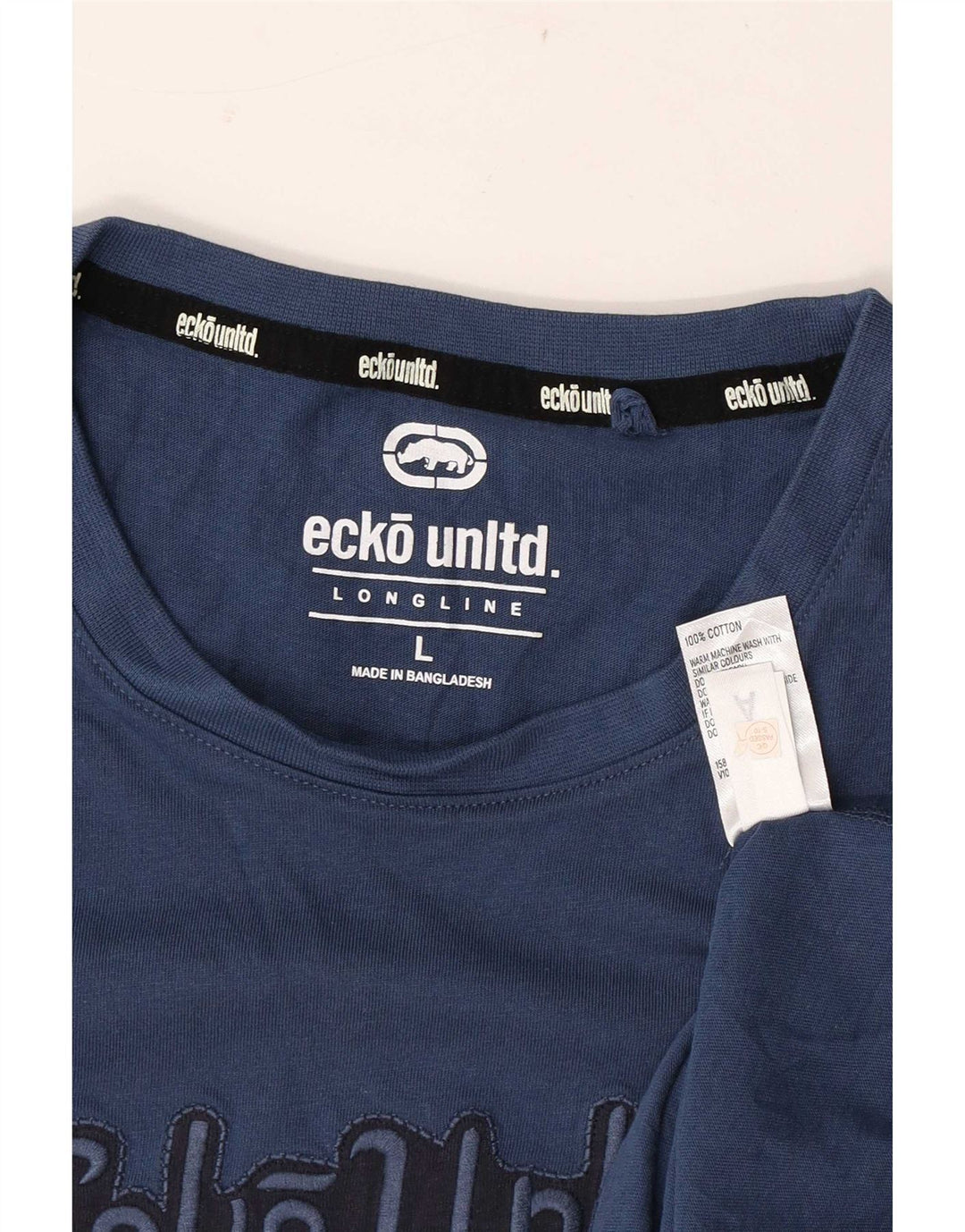 Męska koszulka z grafiką Ecko Unltd, duża, granatowa, bawełniana