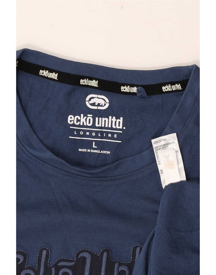 Męska koszulka z grafiką Ecko Unltd, duża, granatowa, bawełniana