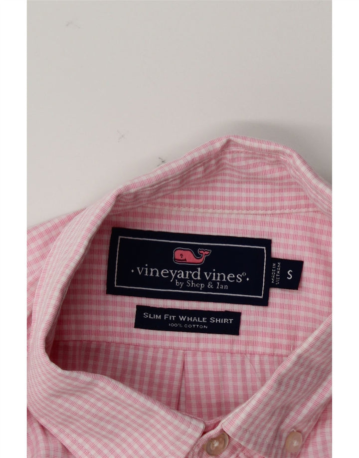 VINEYARD VINES Mens Slim Fit Shirt Small Pink Gingham Cotton Vintage Vineyard Vines and Second-Hand Vineyard Vines from Messina Hembry 