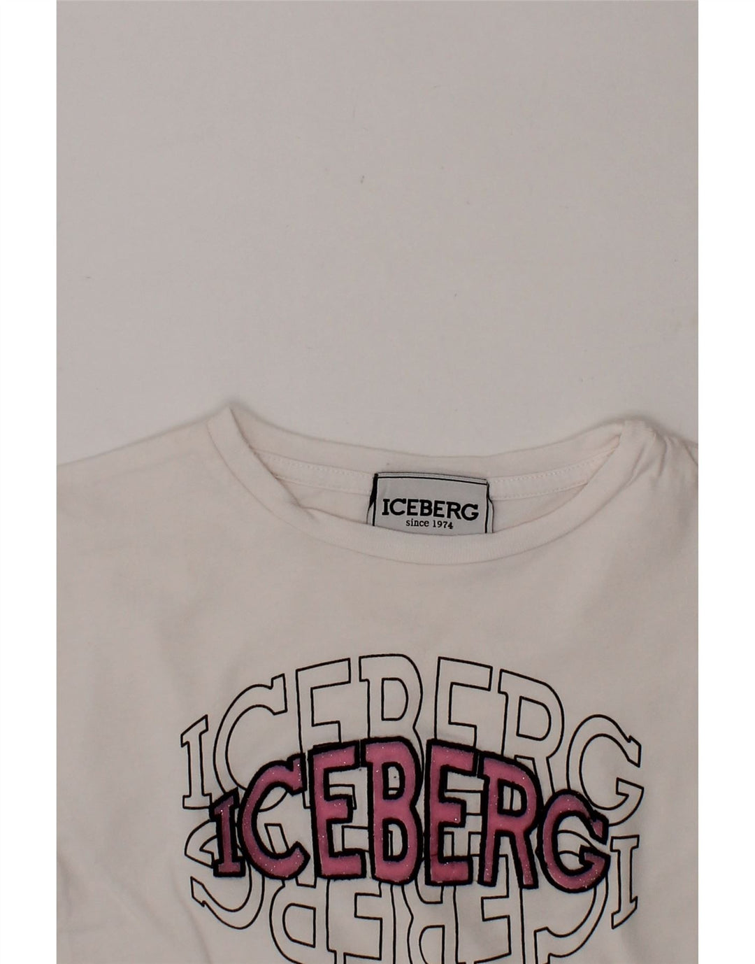 ICEBERG Girls Graphic T-Shirt Top 3-4 Years White Vintage Iceberg and Second-Hand Iceberg from Messina Hembry 