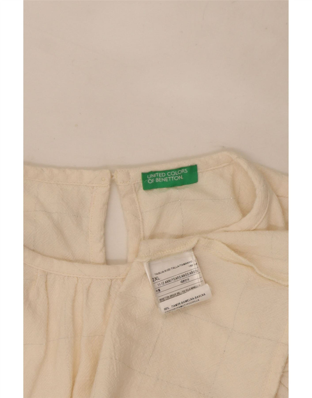 Dziewczęca bluzka Benetton z falbanką z przodu, 11-12 lat, 2XL w białą kratkę