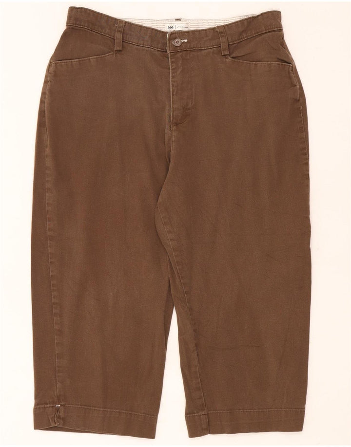 Spodnie damskie LEE Capri US 12 Large W32 L20 Brązowa bawełna