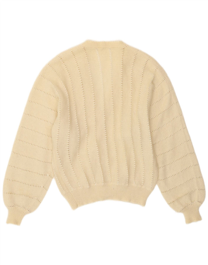 Sweter damski w stylu vintage, UK 14, średni, w kolorze złamanej bieli