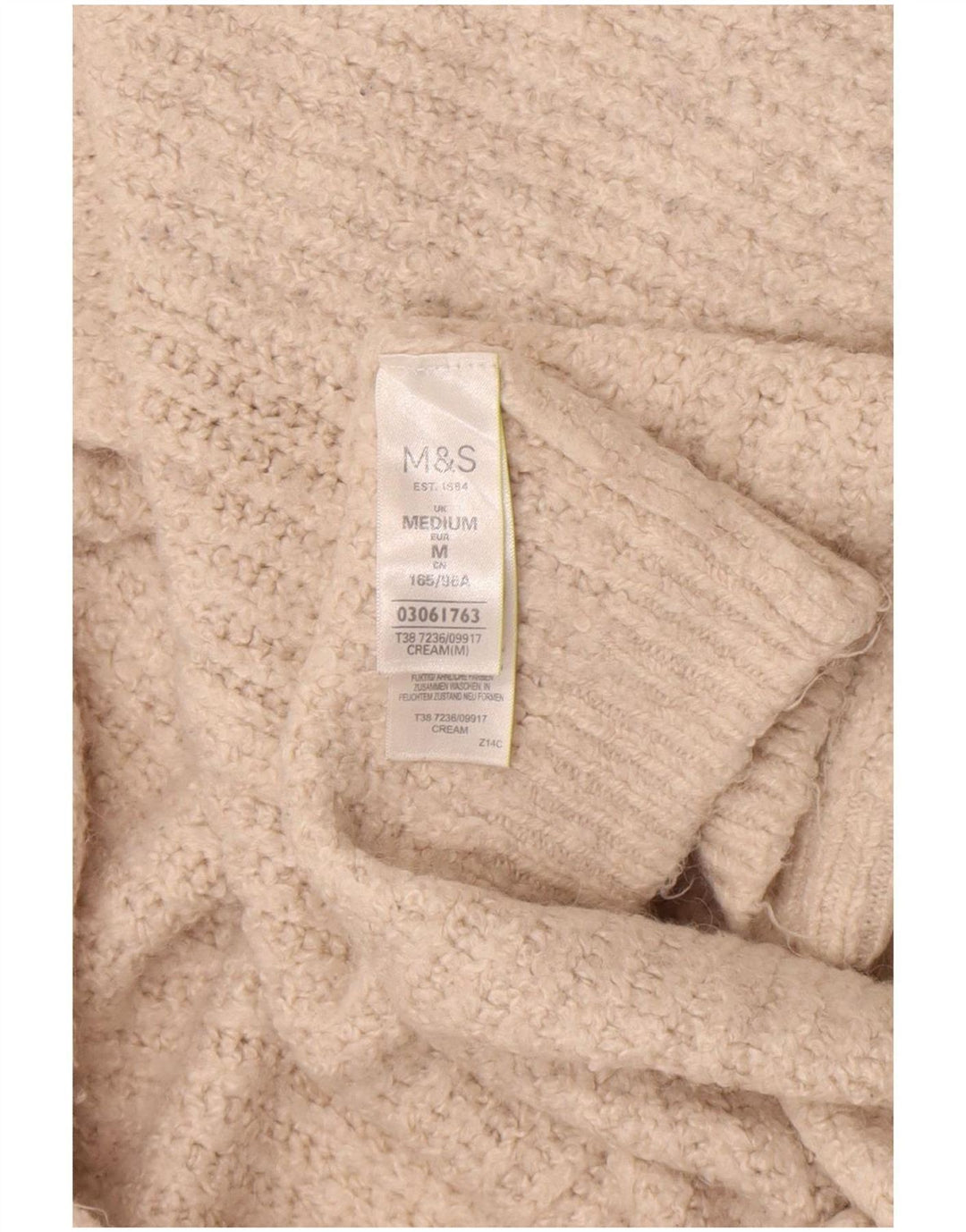 Marks & Spencer Damski sweter o przedłużonym fasonie, UK 12, średni złamanej bieli