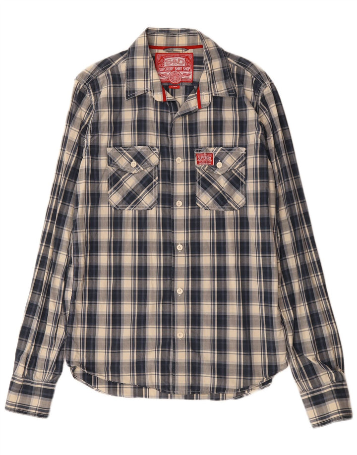 Koszula męska Superdry, duża, bawełniana, granatowa w kratkę