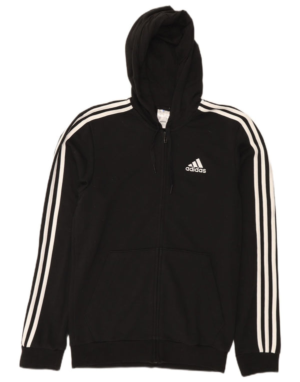 Adidas Męski sweter z kapturem i zamkiem błyskawicznym, mały, czarny, bawełniany