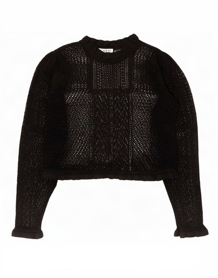 Damski Crochet Crochet Zara Prześwitujący top UK 10 Small Black