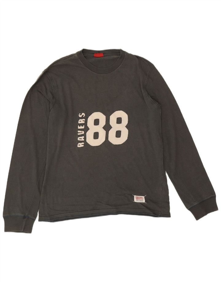 Męski graficzny top Levi's z długim rękawem, duży, szary, bawełniany