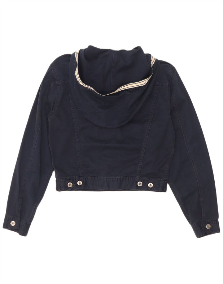 Damska kurtka jeansowa Benetton Oversize z kapturem IT 40, mała, granatowa
