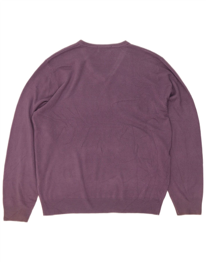 Męski sweter Marks & Spencer Blue Harbor z dekoltem w kształcie litery V, duży fiolet