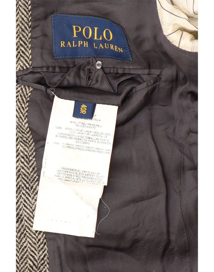 Polo Ralph Lauren Męska marynarka zapinana na 2 guziki US 40 Duża szara wełna Chevron