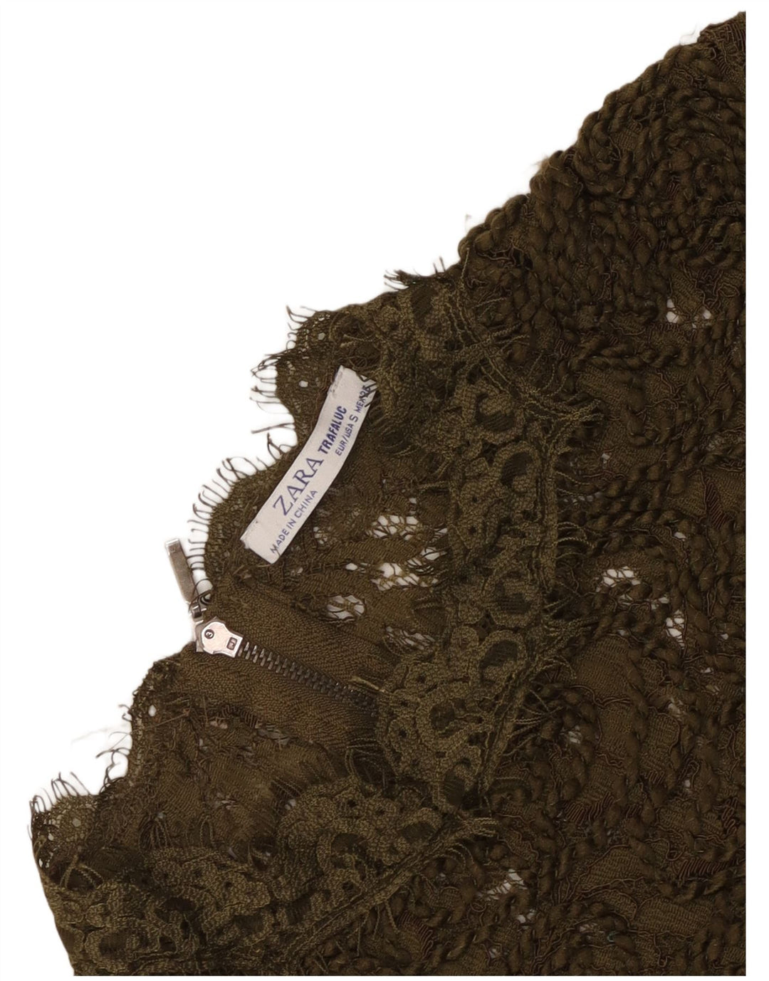 Koronkowa prześwitująca bluzka damska Zara UK 8 Small Khaki