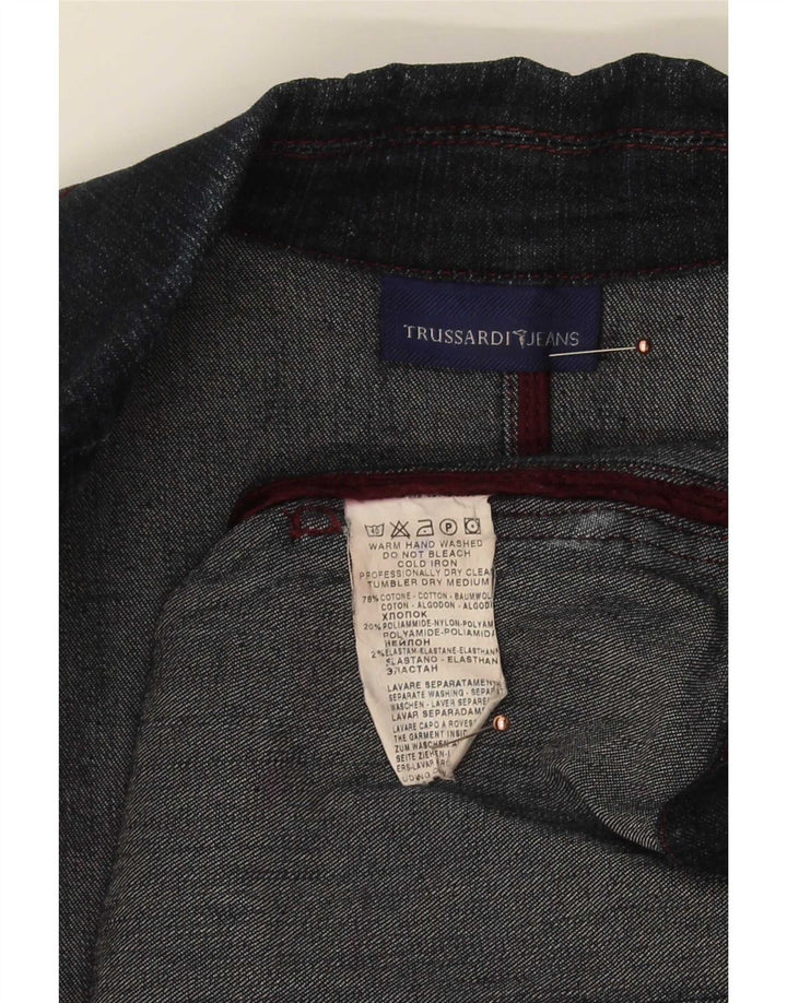 Damska marynarka dżinsowa Trussardi Jeans zapinana na 3 guziki IT 46, duża, granatowa
