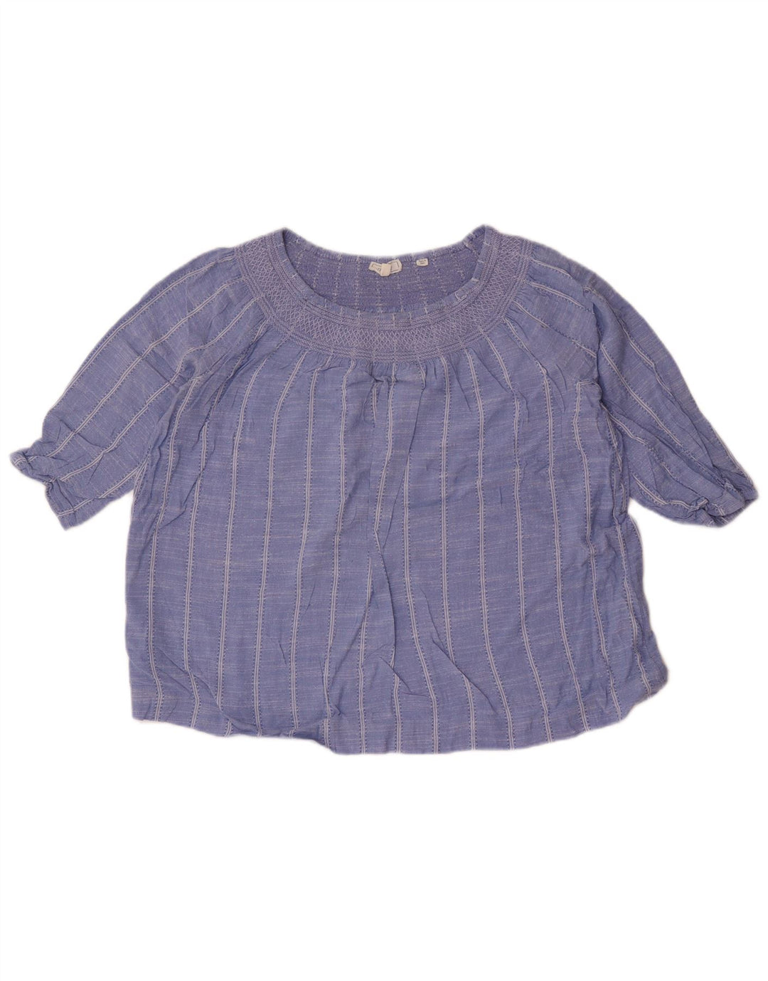 Damski top typu oversize Fat Face Crop, rękaw 3/4, UK 10, małe niebieskie paski