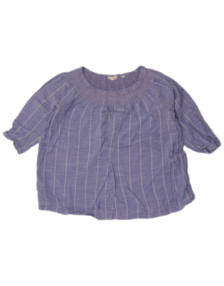 Damski top typu oversize Fat Face Crop, rękaw 3/4, UK 10, małe niebieskie paski