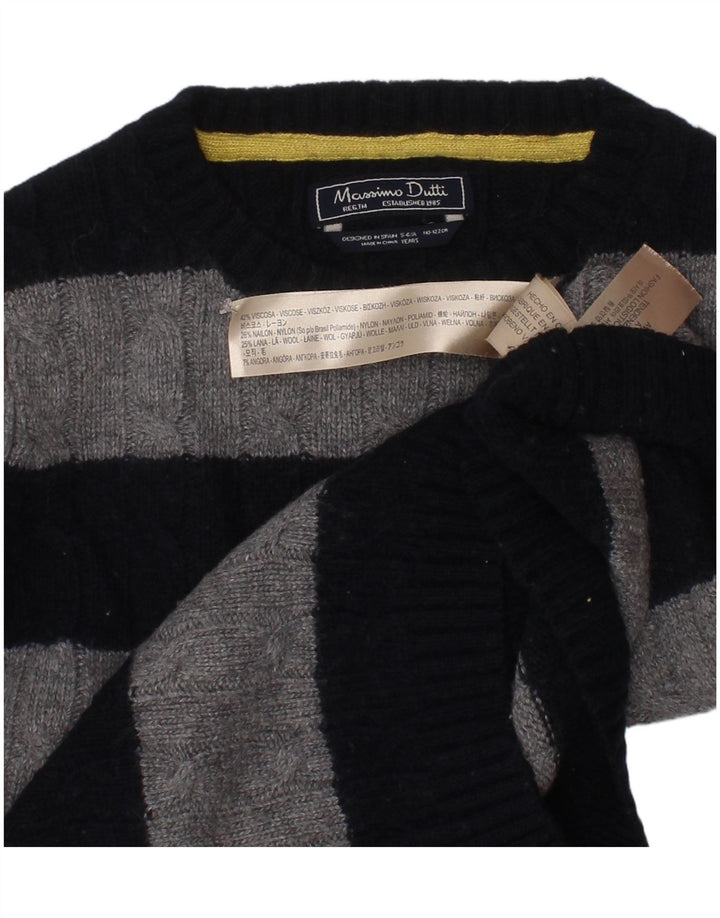 Sweter chłopięcy Massimo Dutti z okrągłym dekoltem, 5-6 lat, granatowy w paski
