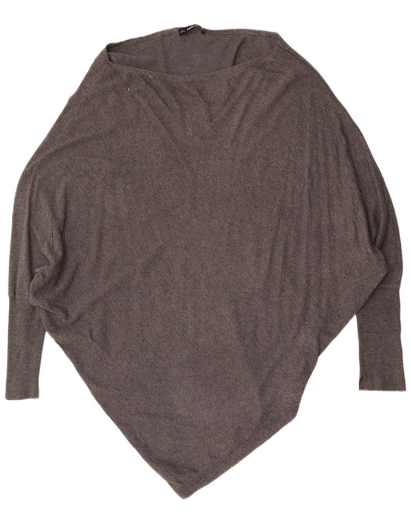 Damski sweter oversize z rękawem 3/4 i dekoltem w łódkę Zara UK 16, duży, szary