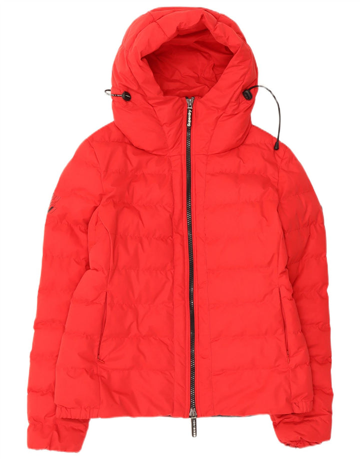 Damska wyściełana kurtka z kapturem Superdry UK 12, średni czerwony nylon