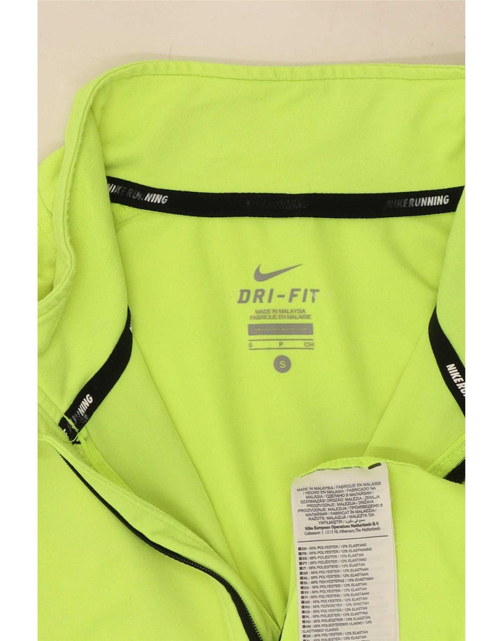 Męska koszulka Nike Dri Fit z zamkiem błyskawicznym i długim rękawem, mały, żółty poliester