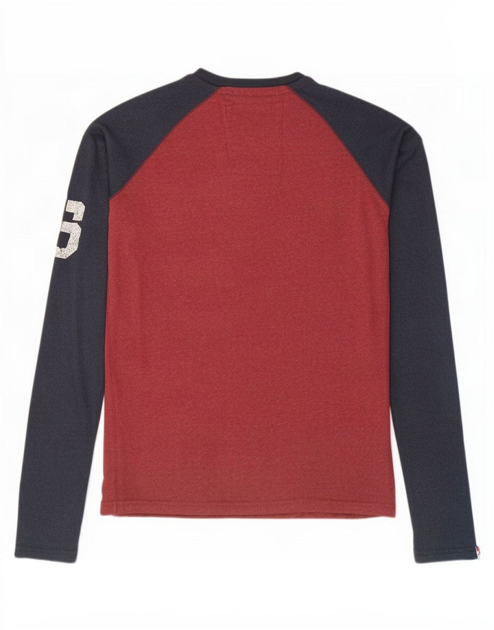 Męski top Superdry z grafiką, długim rękawem, bawełniany w kolorze średniej czerwieni