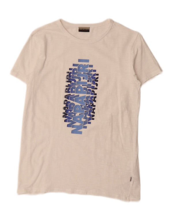 NAPAPIJRI Girls Geographic Graphic T-Shirt Top 13-14 Years White Cotton