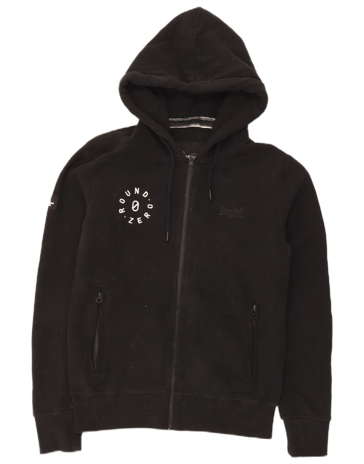 Męski sweter z kapturem i zamkiem Superdry, średni czarny, bawełniany