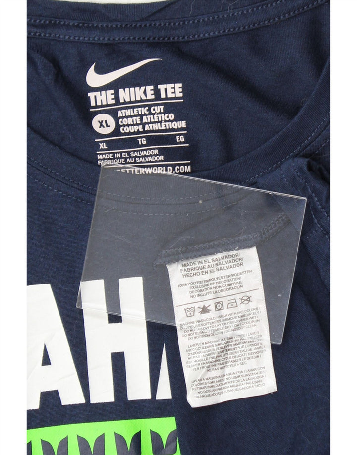 NIKE Boys Graphic Top Long Sleeve 13-14 Years XL  Navy Blue Vintage Nike and Second-Hand Nike from Messina Hembry 