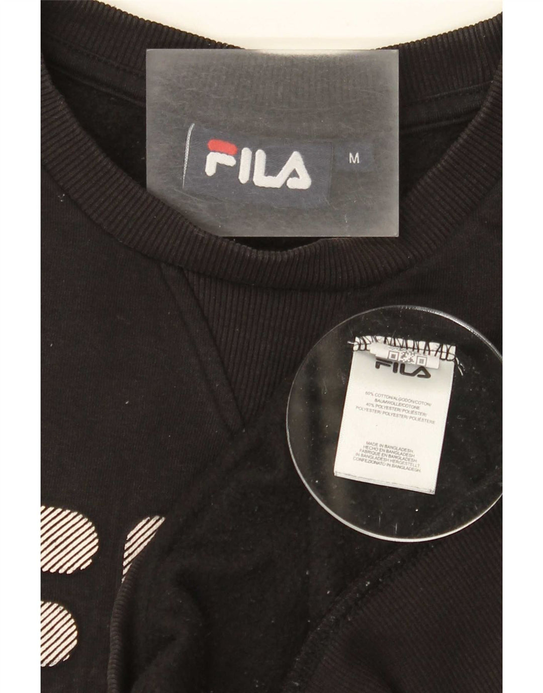 Męska bluza z grafiką Fila, średnia czarna, bawełniana