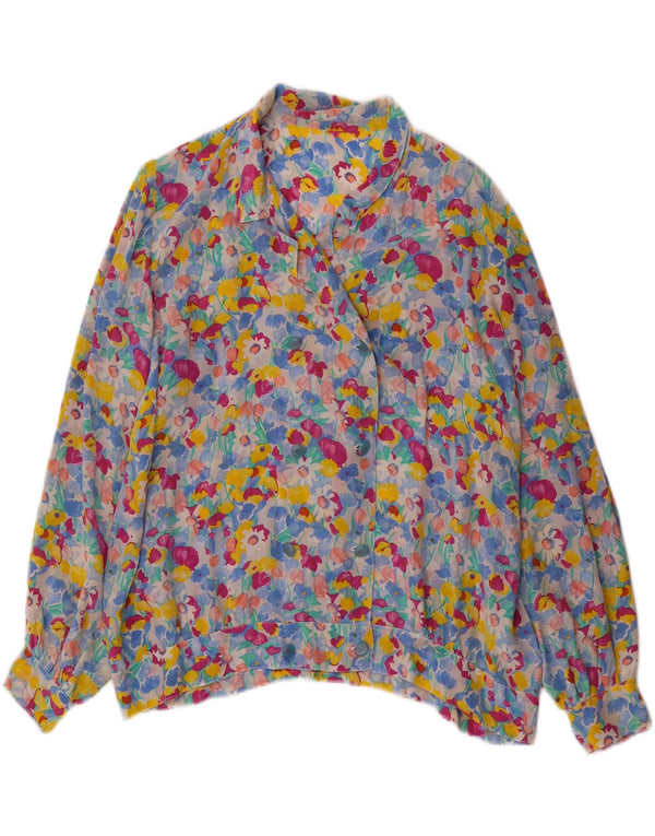 Damska bluzka koszulowa w stylu vintage UK 18 XL, wielobarwna w kwiaty