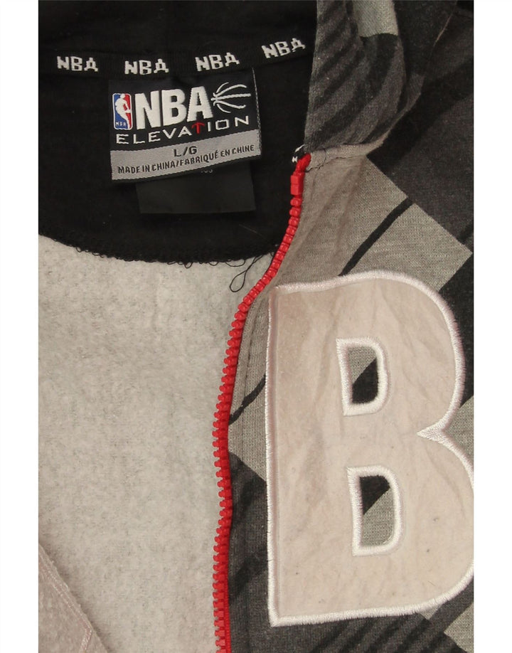 NBA Boys Graphic Zip Hoodie Sweater 13-14 Years Large Grey Check Polyester Vintage NBA and Second-Hand NBA from Messina Hembry 