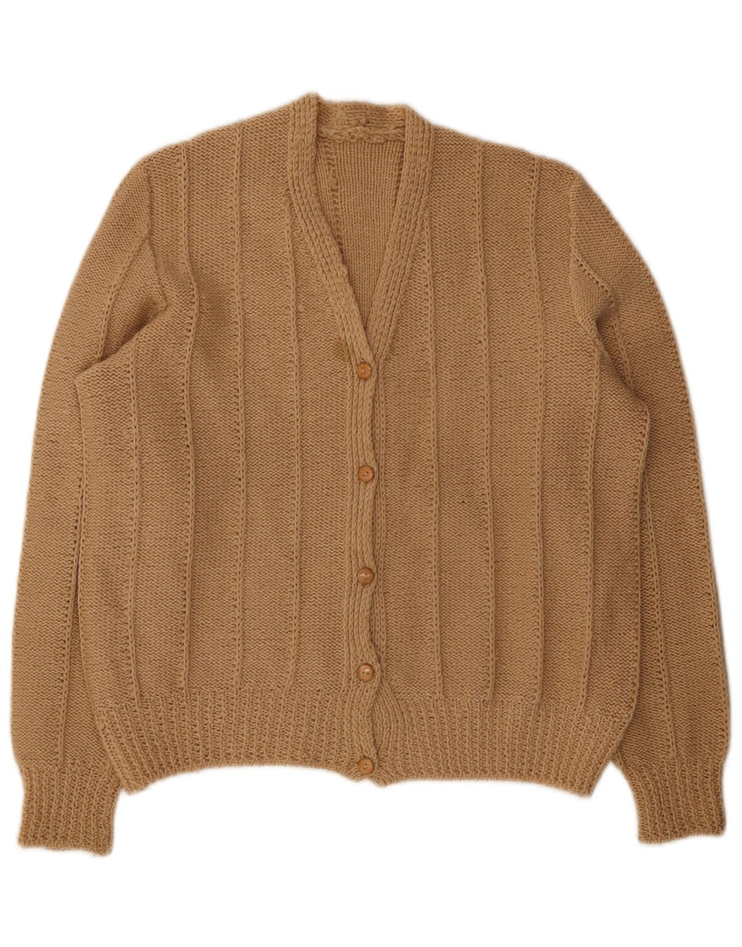 Sweter damski w stylu vintage, rozpinany UK 14, duży, beżowy