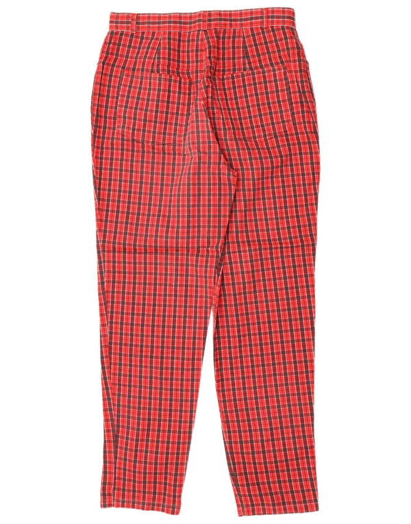 Damskie spodnie casual z wysokim stanem Basics UK 16 Large W30 L30 Czerwona kratka