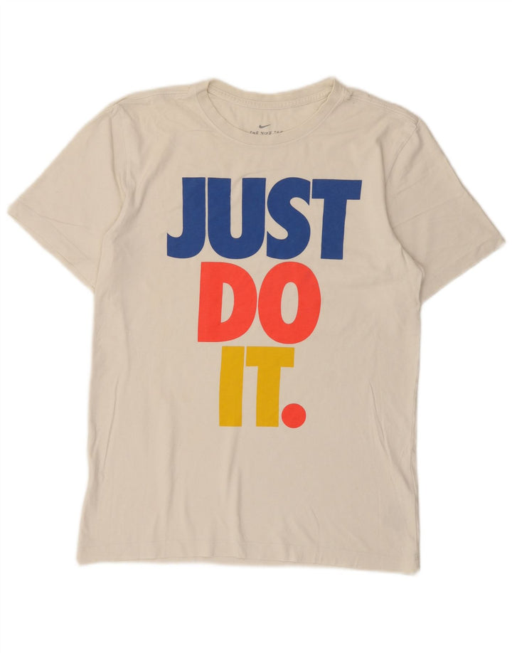 Męski T-shirt z grafiką Nike, mały, biały, bawełniany