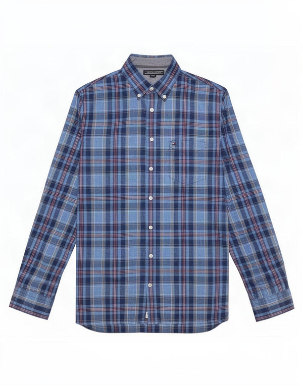 Męska koszula Tommy Hilfiger New York Fit w dużą niebieską kratkę, bawełniana