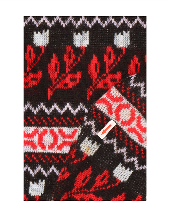 Vintage męski sweter z okrągłym dekoltem, średni wielobarwny kwiatowy akryl