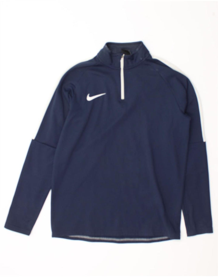 Męska koszulka Nike Dri Fit z zamkiem błyskawicznym i długim rękawem, w kolorze średniego granatu