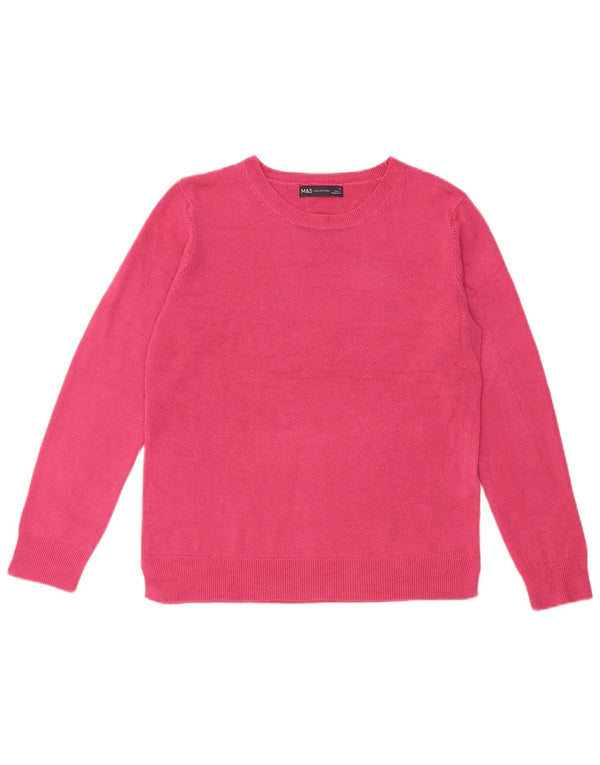 Marks & Spencer Damski sweter z dekoltem w łódkę UK 12 Średni różowy akryl