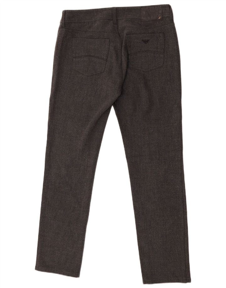 Męskie spodnie casual Armani Slim Fit W28 L29 Szary poliester
