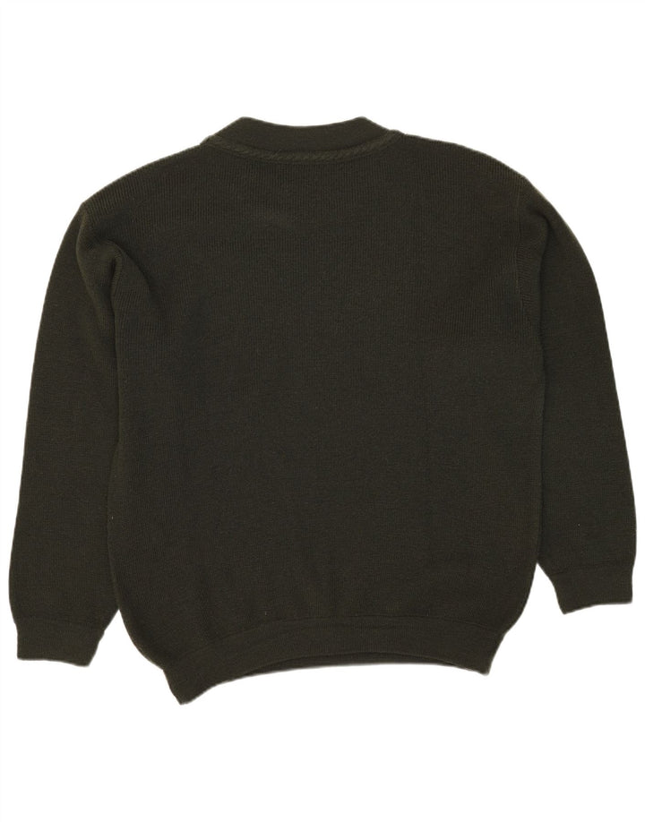 Męski sweter z okrągłym dekoltem w stylu VINTAGE, duża wełna khaki
