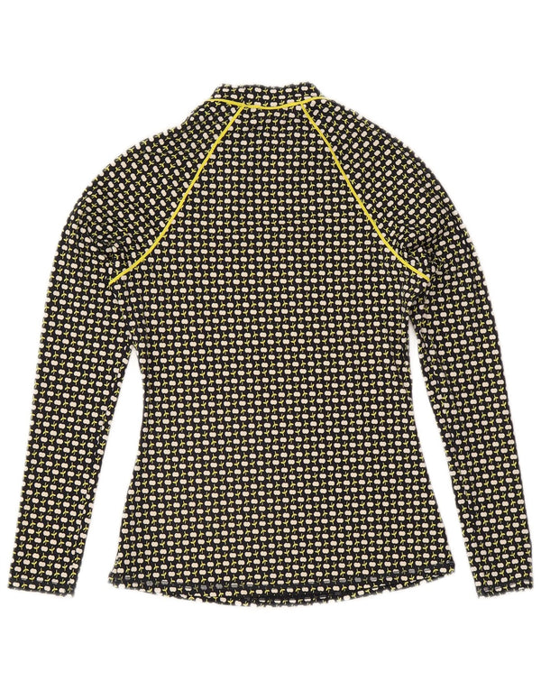 Boden Womens Top Long Sleeve UK 10 Small Black Floral Polyamide