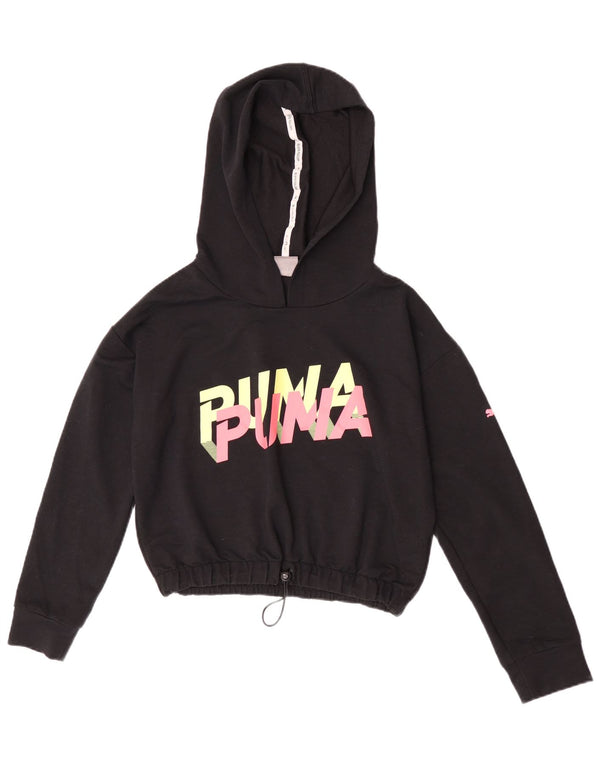 Damska bluza z kapturem Puma Crop Graphic Oversize UK 6 XS Czarny poliester