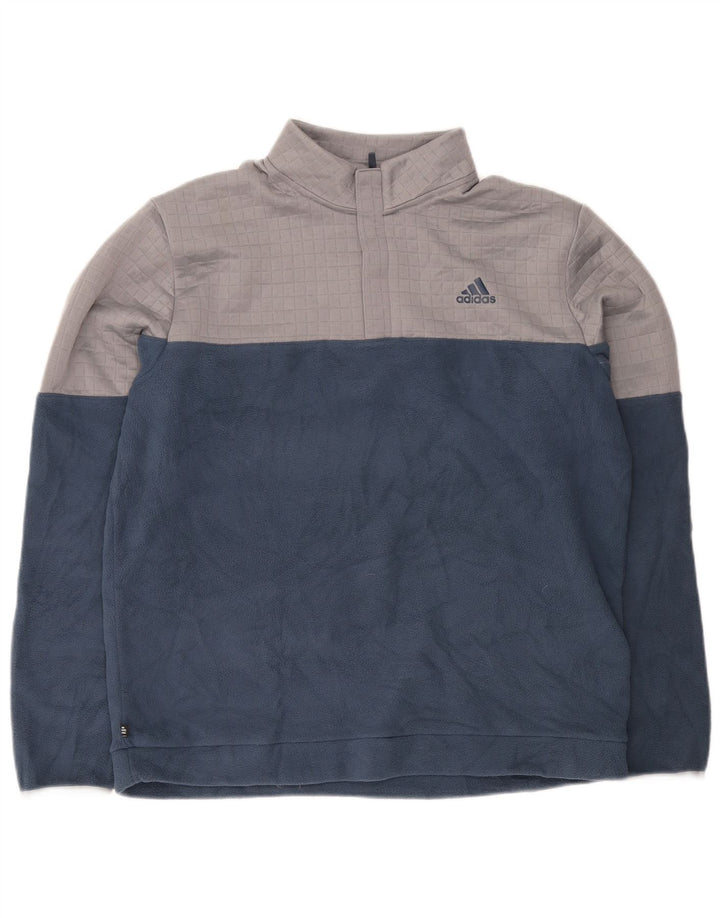 Męski sweter Adidas z zamkiem błyskawicznym i dużym granatowym poliestrem