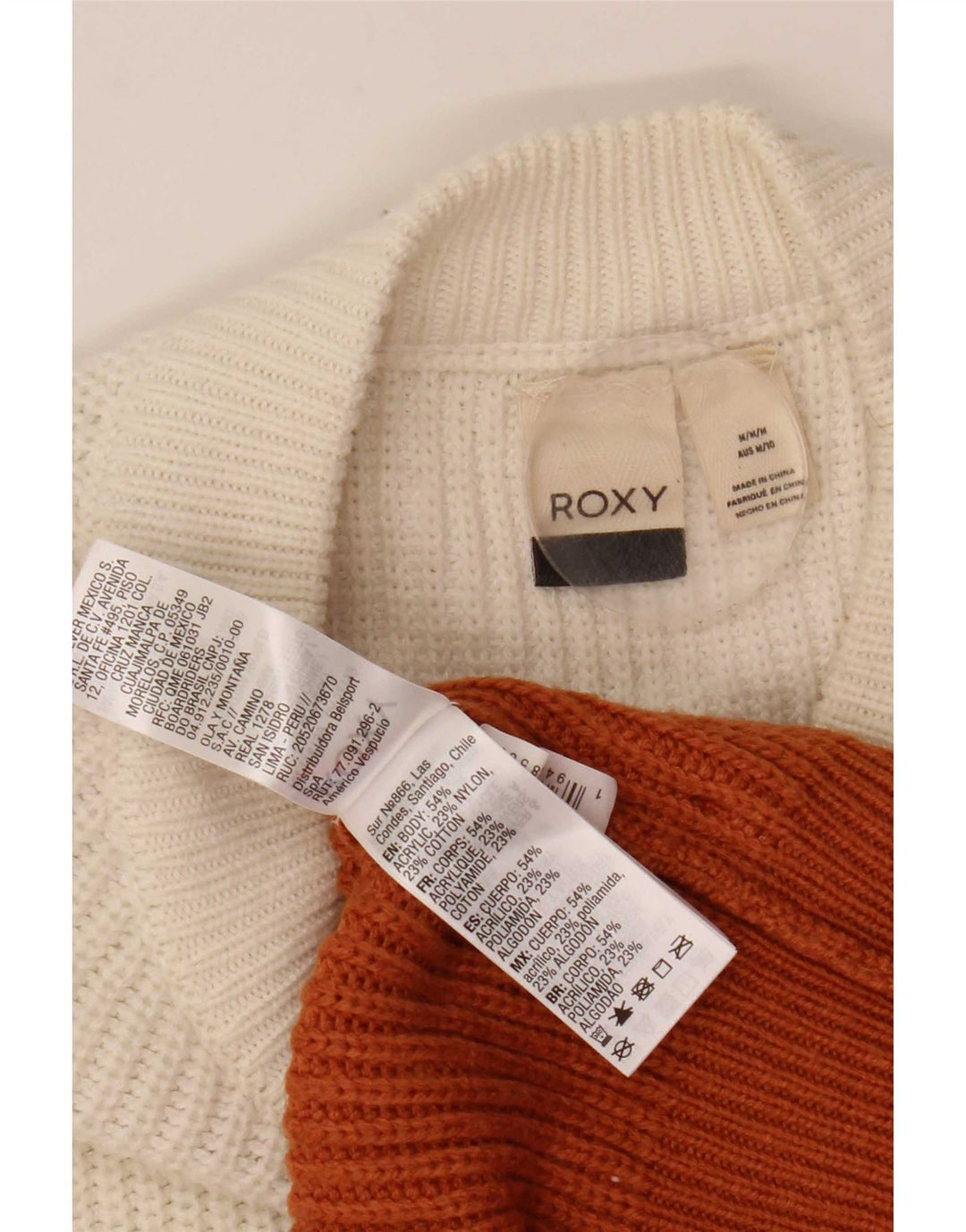 Damski sweter Roxy z dekoltem w łódkę, UK 14, średni, wielokolorowy blok kolorów
