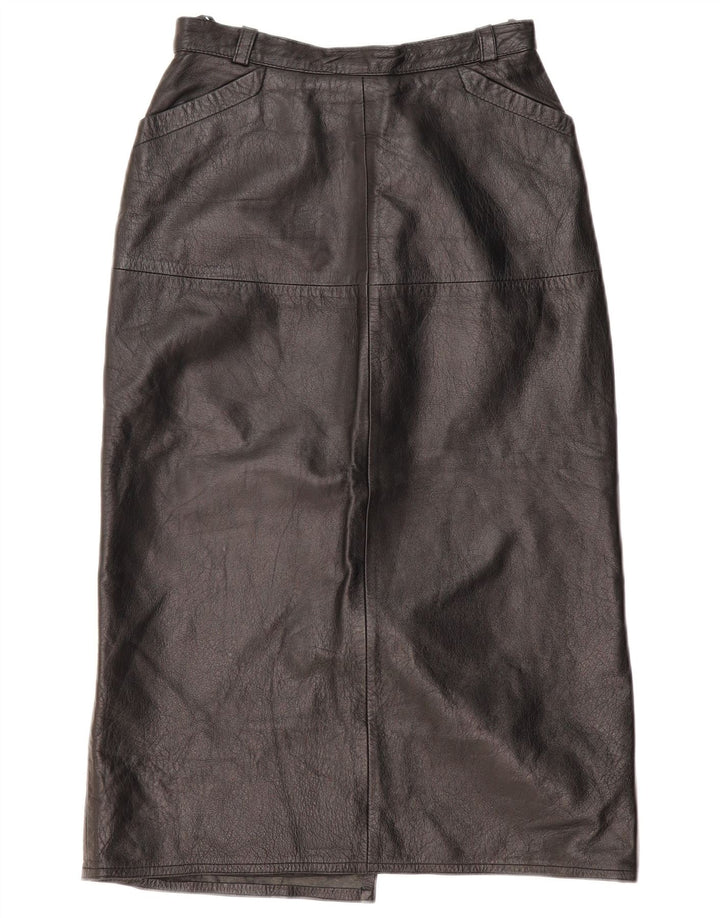 VINTAGE Damska skórzana spódnica EU 36 Mała W26 Czarna skóra